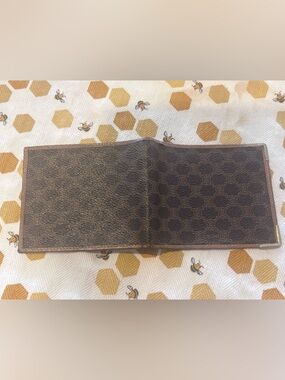 Authentic Celine Brown Leather Bi-Fold Card Holder Wallet